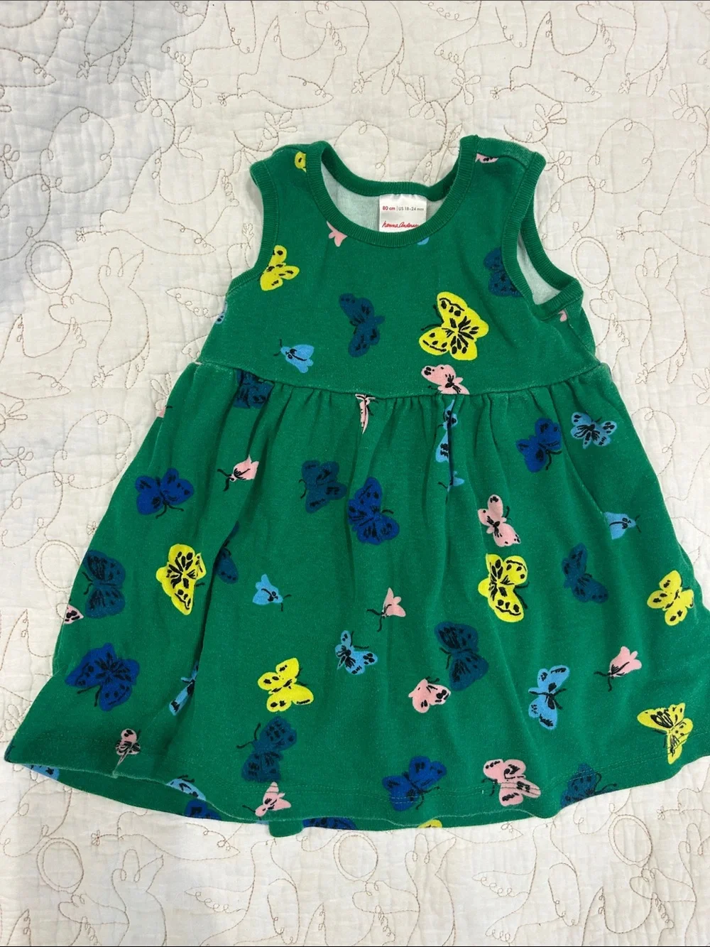 Hanna Andersson Green Butterfly Print Dress & Bloomers